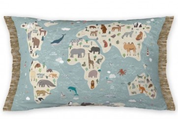 sin 30x50 cm Coton Map – Carte du Monde Animaux