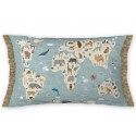 Coussin 30x50 cm Coton Map – Carte du Monde Animaux