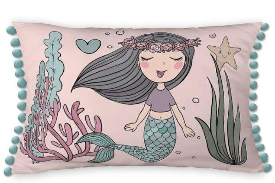 Coussin 30x50 cm Coton pour Enfant - Maeria avec pompons