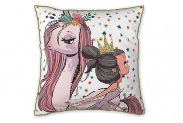 Coussin 40x40 cm Coton - Rose - Pegase avec passepoil