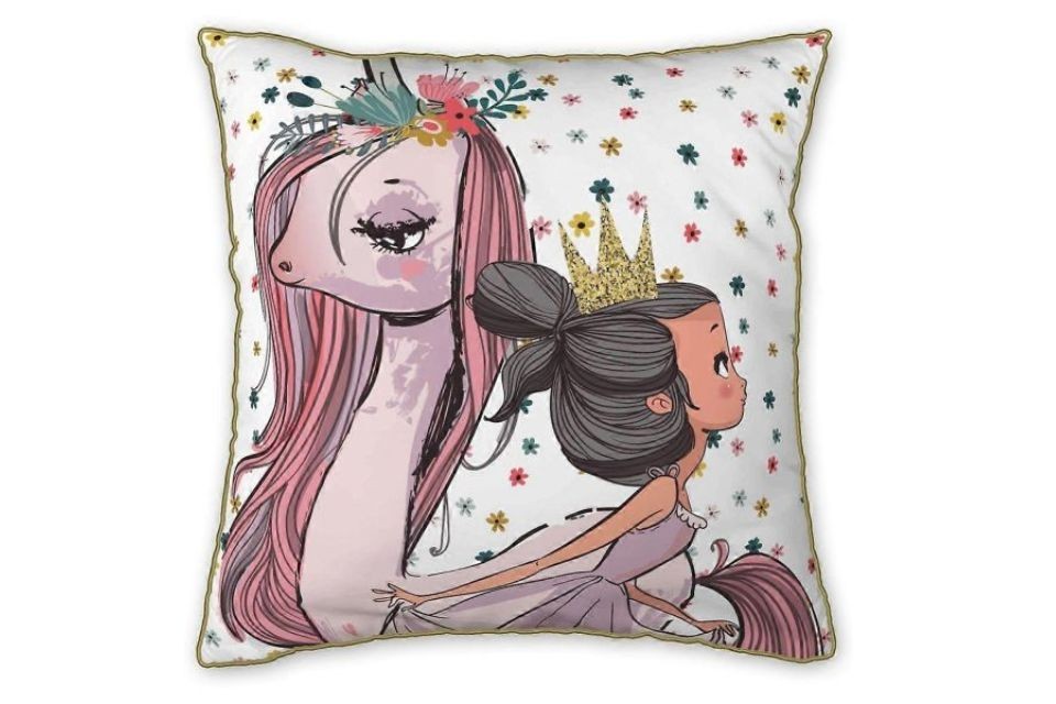 Coussin 40x40 cm Coton - Rose - Pegase avec passepoil
