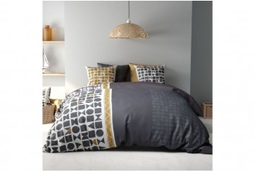 Housse de couette réversible 220x240 cm + taies d'oreiller, coton 57 fils, Union