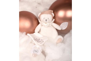 Ours rose Pantin Attache-sucette - Doudou 25 ans