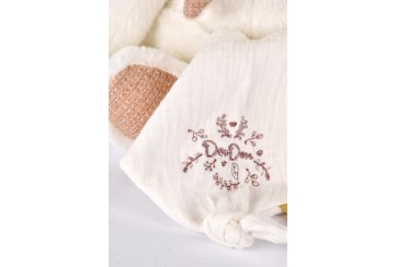 Ours Rose Pantin avec Doudou Mouchoir - Doudou 25 ans