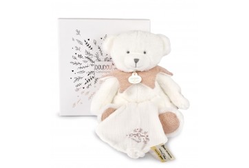 Ours Rose Pantin avec Doudou Mouchoir - Doudou 25 ans