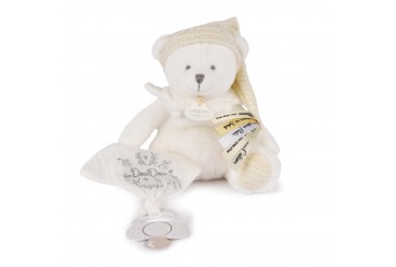 Ours blanc Pantin Attache-sucette - Doudou 25 ans
