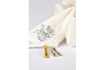 Ours blanc Pantin avec Doudou Mouchoir - Doudou 25 ans