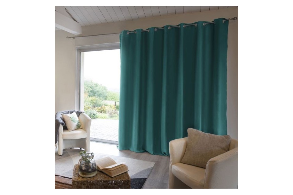 Rideau Occultant 280x260 cm Doublure Polaire Bleu Canard