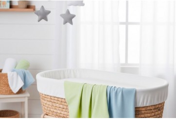 Lot de 3 Draps housse Bambou - 40x80 / 40x90 - blanc ciel anis