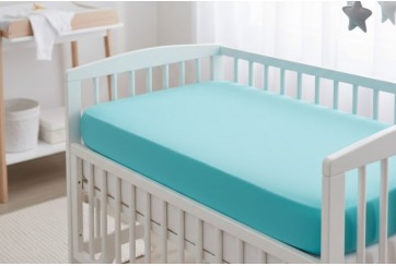 Drap housse 50x100 Anis Blanc Turquoise