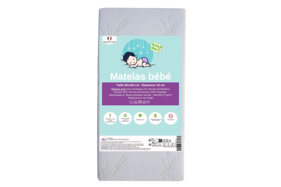 Matelas 60x130 pour lit bébé, berceau bébé