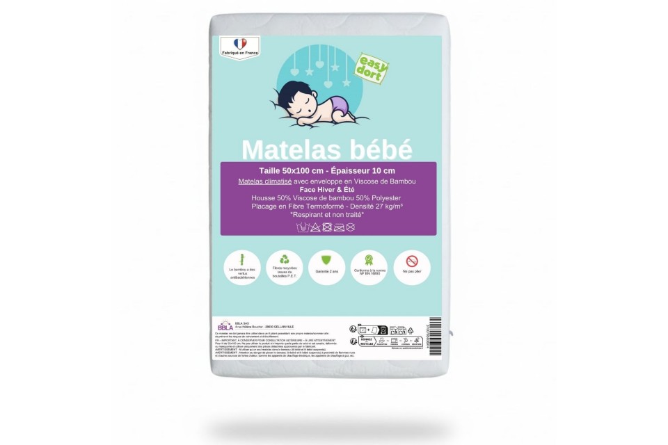 Matelas bébé 50x100 cm climatisé