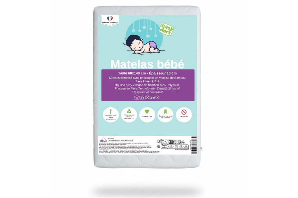 Matelas bébé 60x140 cm climatisé