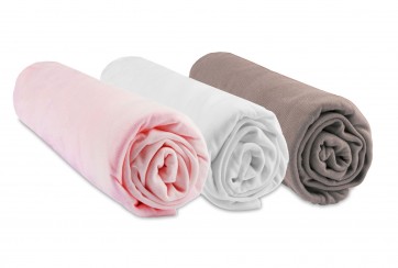 Drap housse bambou 32x72 Couffin Bébé Rose Blanc Taupe (Lot de 3)