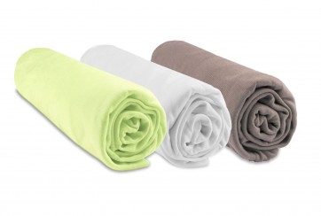 Lot de 3 draps housses Bambou pour Couffin 32x72 - anis blanc taupe