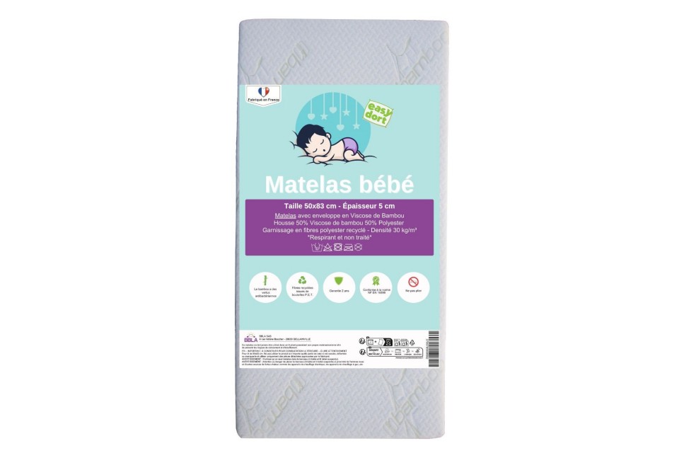 Matelas 50x83 cm en Bambou pour lit 50x83