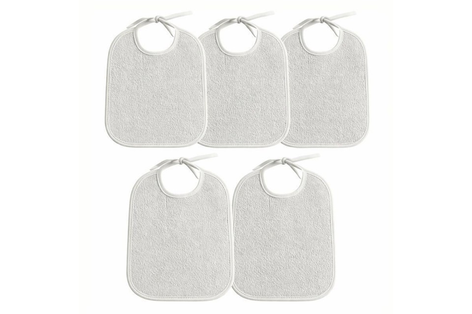 Bavoir imperméable 30x40 Coton Blanc (Lot de 5)