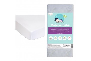 Matelas 50x100 + 2 Alèses Coton Blanc