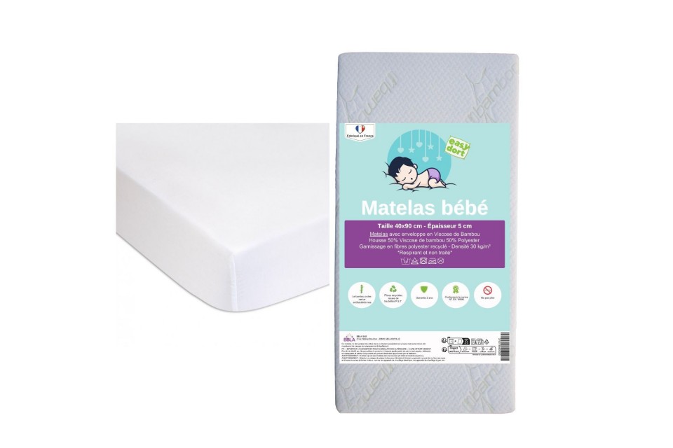 Kit matelas 40x80 + 2 alèses en Coton Bio