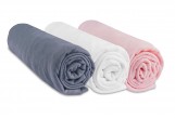 Drap housse 60x120 Bébé Coton Gris Blanc Rose (Lot de 3)