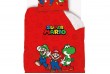 Parure de lit enfant 140x200 cm - 100% Coton - Mario Bros Rouge