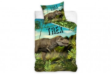 Parure de lit enfant 140x200 cm - 100% Coton -T-rex Dinosaure