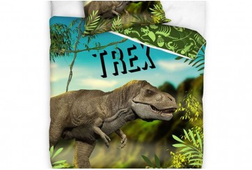 Parure de lit enfant 140x200 cm - 100% Coton -T-rex Dinosaure