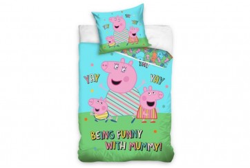 Parure de lit enfant 140x200 cm - 100% Coton - Peppa Pig Yay yay