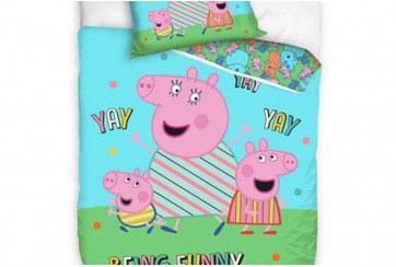 Parure de lit enfant 140x200 cm - 100% Coton - Peppa Pig YAY YAY