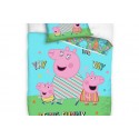 Parure de lit enfant 140x200 cm - 100% Coton - Peppa Pig YAY YAY