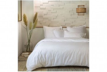 Parure de lit housse de couette avec taies d'oreiller 100% Percale de Coton 80 fils Blanc 240x260 cm