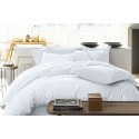 Parure de lit housse de couette avec taies d'oreiller 100% Percale de Coton 80 fils Blanc 240x260 cm