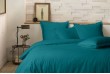 Parure de lit 220x240 cm 100% Percale de Coton 80 fils Bleu canard
