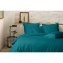 Parure de lit 220x240 cm 100% Percale de Coton 80 fils Bleu canard