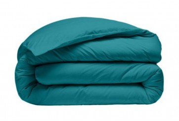 Parure de lit 220x240 cm 100% Percale de Coton 80 fils Bleu canard