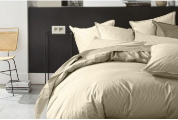 Parure de lit 220x240 cm 100% Percale de Coton 80 fils Écru naturel