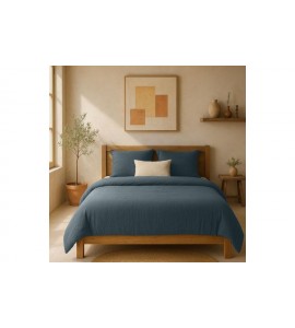 Housse de couette 100% Gaze de Coton Lavé, 220x240 cm - Bleu