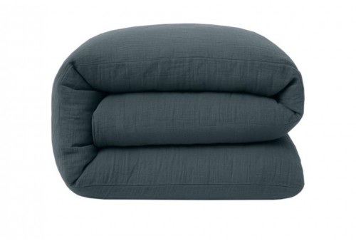 Housse de couette 100% Gaze de Coton Lavé, 220x240 cm - Bleu