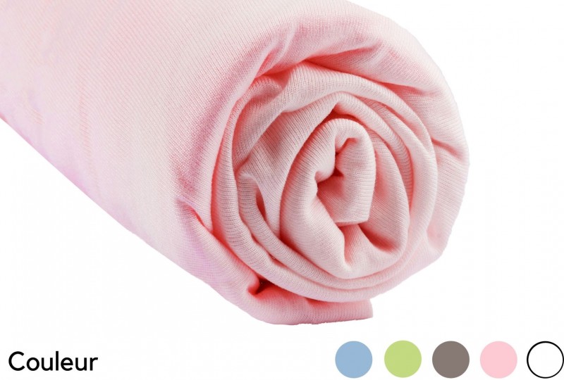 Drap-housse enfant coton biologique, Lapin fleuri Imprimé rose 90x140 cm