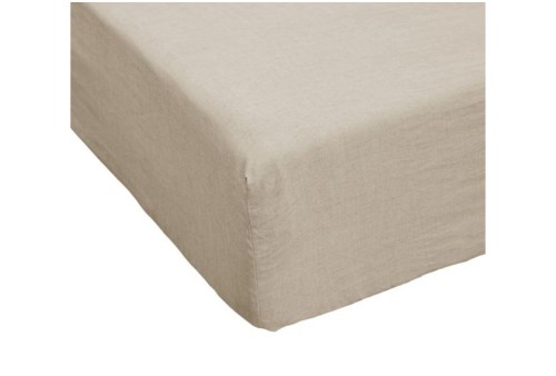 Drap Housse 180x200 cm Lin Français Sable