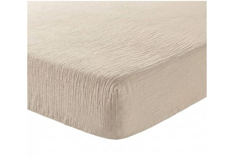 Drap housse uni en 100% Gaze de Coton - 160x200 cm