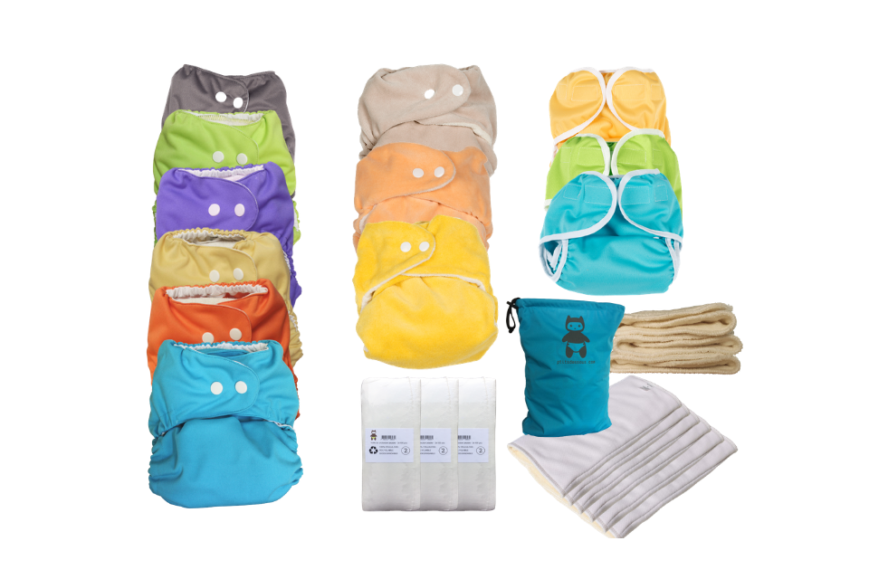 Pack Complet de Couches Lavables - Gros Mouilleur - Taille Unique (3-15 kg)