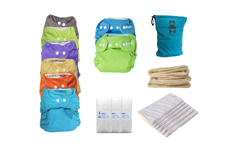 Pack Complet de Couches Lavables - Jour Nuit - Taille Unique (3-15 kg)