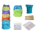 Pack Complet de Couches Lavables Jour Nuit Taille Unique (3-15 kg)