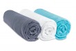 Lot de 3 draps housse jersey coton coloris fille - blanc turquoise et gris 60x120