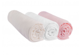 Drap housse 70x160 Fille Coton Rose Blanc Écru (Lot de 3)