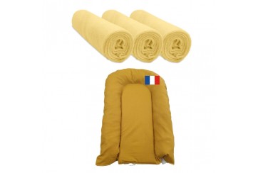 Matelas à langer bébé + 3 Housse matelas JAUNE Coton