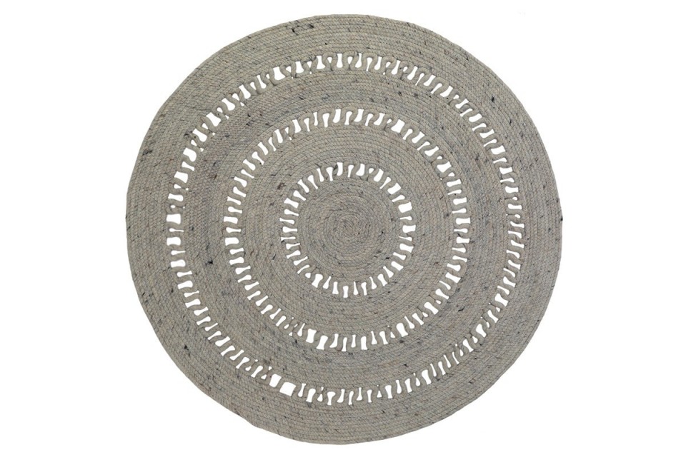 Tapis Laine / Coton BIBEK GREY S Diam 110 cm