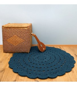 Tapis rond Coton ALMA BLUE D 120 cm