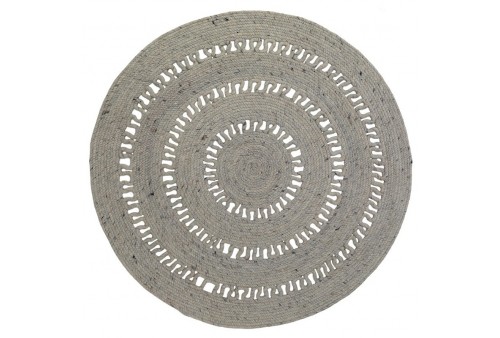 Tapis Laine / Coton BIBEK GREY S Diam 110 cm